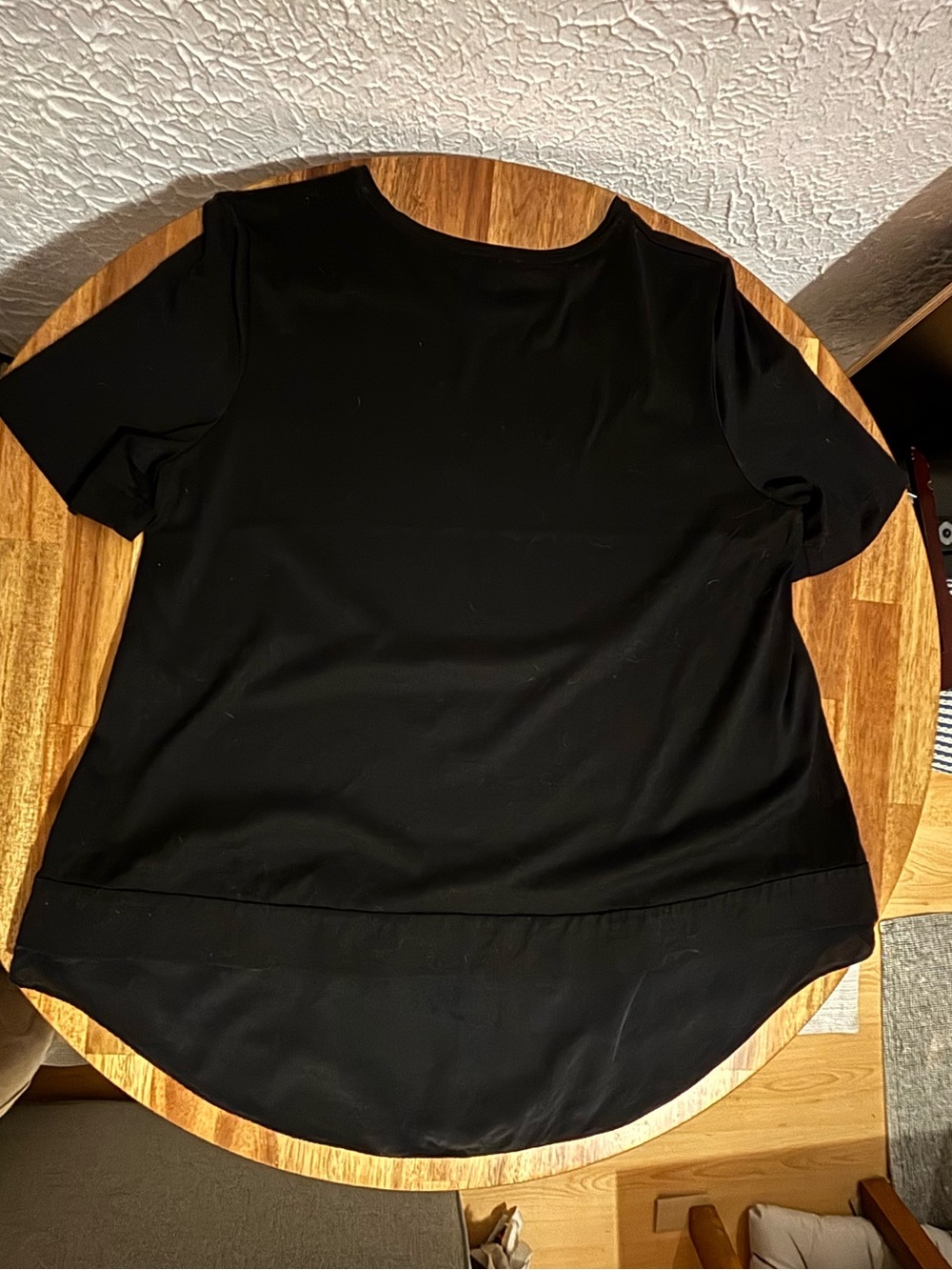 COS Black Short-Sleeve Layered Hem Tee, cotton-silk, MEDIUM